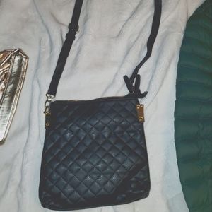 Black and Gold multi pocket cross body bag